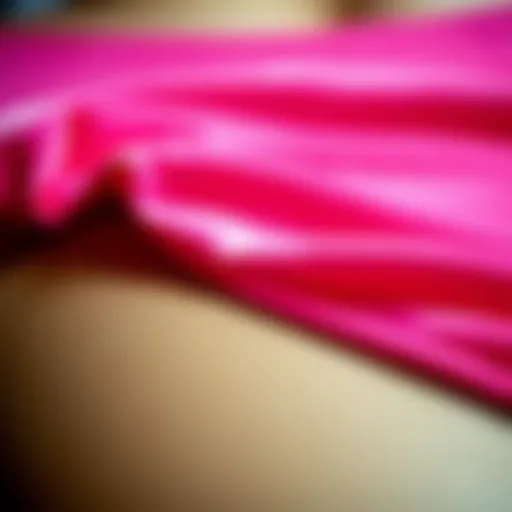 Close-up of hot pink velvet fabric showcasing texture and sheen
