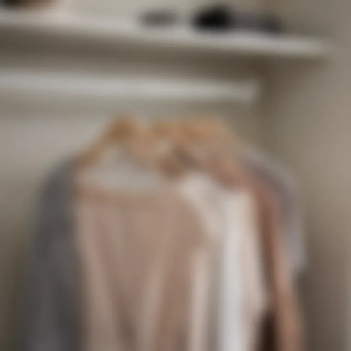 Visual representation of adhesive coat hangers in a modern wardrobe setting