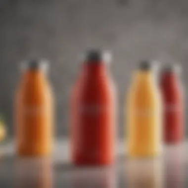 Diverse Eco-Friendly Designs Variety of small reusable juice bottles with eco-friendly designs