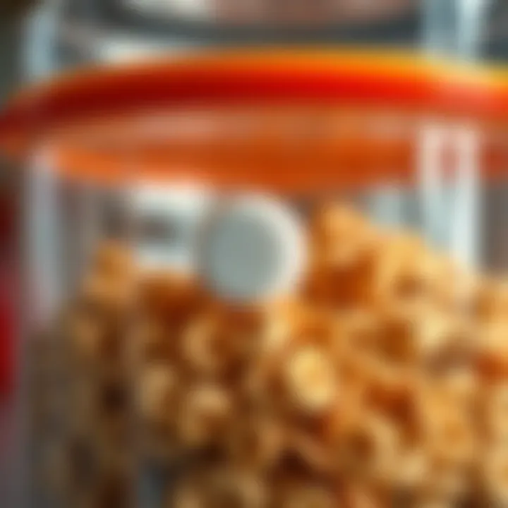 Close-up of a cereal container with a secure airtight seal