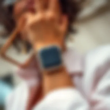 Fashion-Forward Style with Rhinestone Case Fashion-forward individual showcasing an Apple Watch adorned with a rhinestone case.