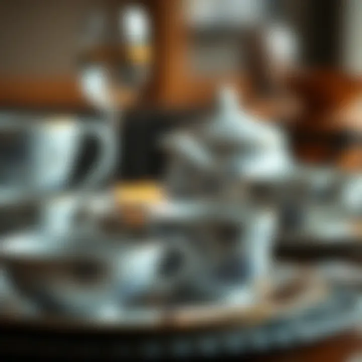 Intricacies of Asymmetrical Dinnerware Close-up of intricate asymmetrical dinnerware details