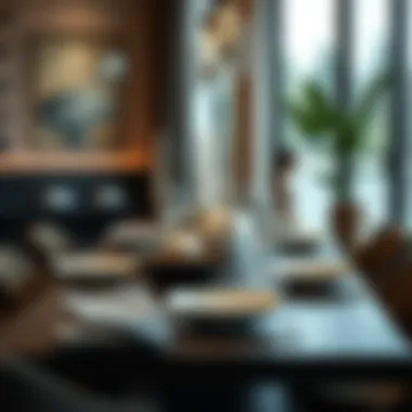 Contemporary Dining with Asymmetrical Elegance Stylish dining scene with contemporary asymmetrical pieces