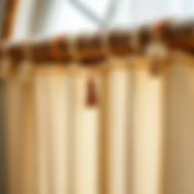 A close-up of natural materials used in bohemian curtains, highlighting sustainability