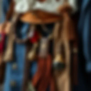 Collection of accessories complementing bohemian work clothes