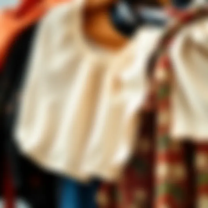 A stylish arrangement of various fabric swatches used in boho tops