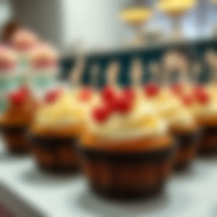 Cupcake display with coordinated picks and decorations