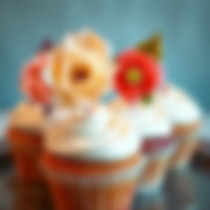 Elegant cupcake picks showcasing floral designs