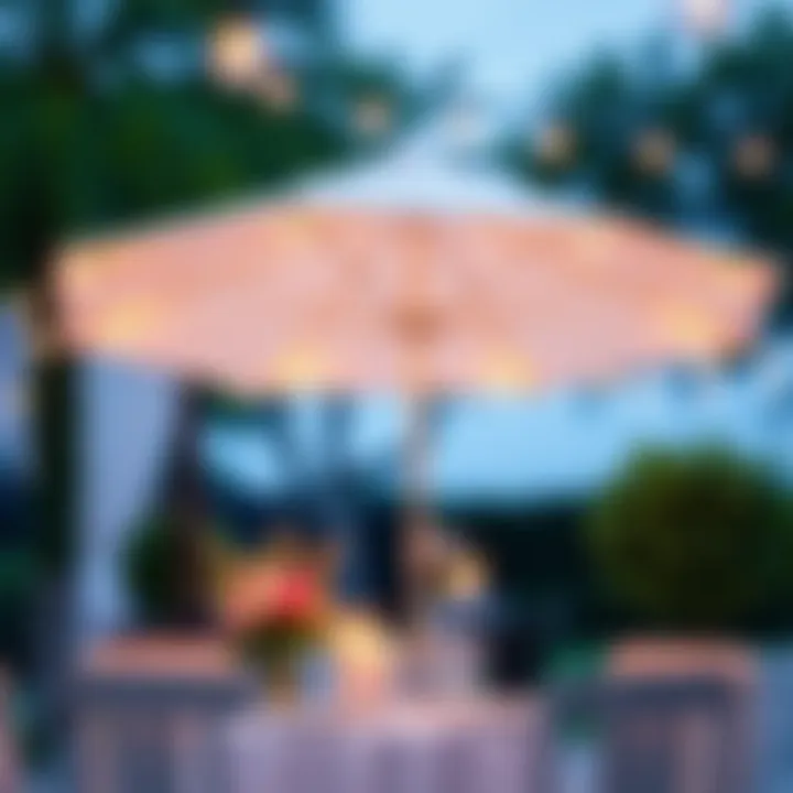 Stylish bridal shower parasol complementing a chic event setup