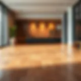 Elegant arrangement of brown self-adhesive floor tiles in a modern interior