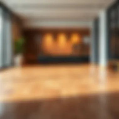 Elegant arrangement of brown self-adhesive floor tiles in a modern interior