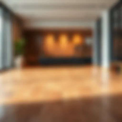 Elegant arrangement of brown self-adhesive floor tiles in a modern interior