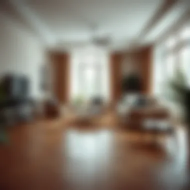 Stylish living room showcasing brown self-adhesive floor tiles