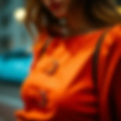 A close-up of intricate buckle details on a stylish top