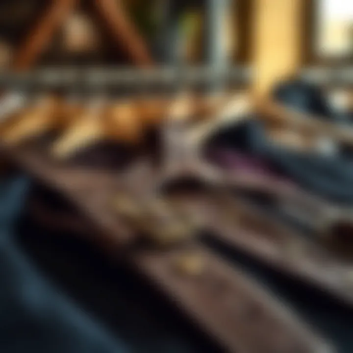 Materials used in buckle tops displayed artistically