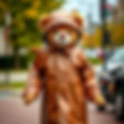 Stylish Build-A-Bear raincoat displayed outdoors