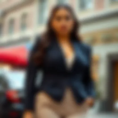 Stylish blazer enhances curves