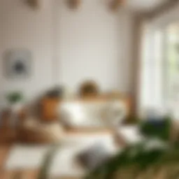 Elegant canvas swing chair in a stylish living room setting