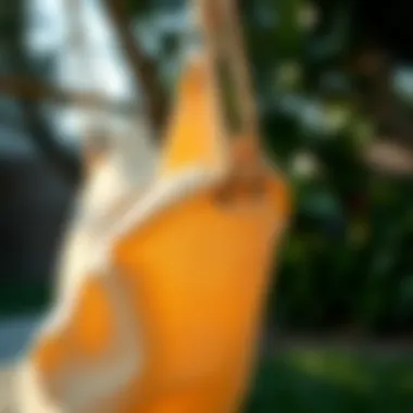 Close-up of sustainable materials used in canvas swing chairs