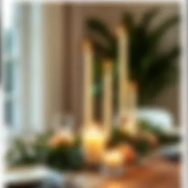 Chic modern centerpiece with candles and greenery