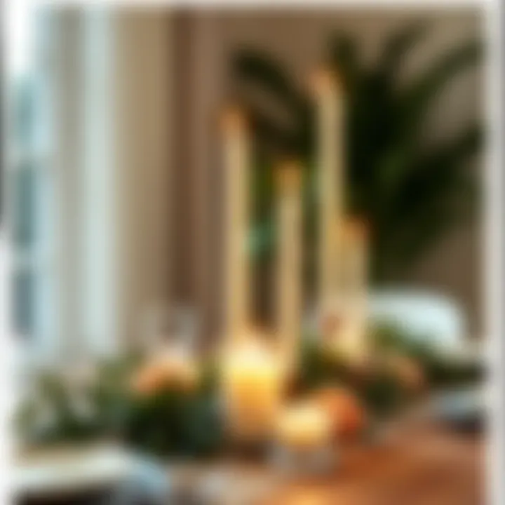 Chic modern centerpiece with candles and greenery