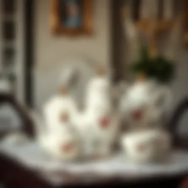 Vintage tea set displayed as a centerpiece