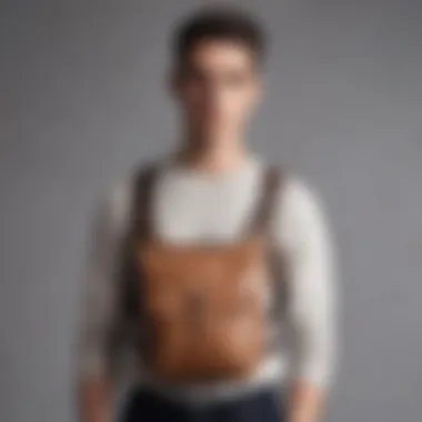 A fashionable individual wearing a chest bag in a casual setting