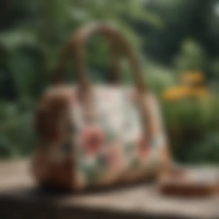 The Coach Floral Print Bag displayed in a natural setting