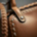 Close-up of the exquisite stitching details on the Coach Lane shoulder bag