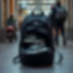 A stylish commuter backpack showcasing its shoe compartment