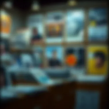 Organized collection of posters inside storage boxes