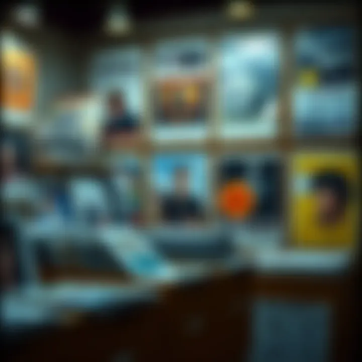 Organized collection of posters inside storage boxes