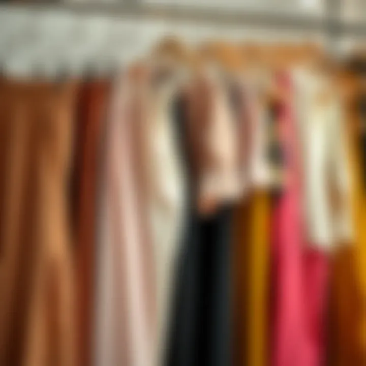 Variety of Plus Size Big Leg Pants Styles Diverse styles of plus size big leg pants showcased on elegant hangers.