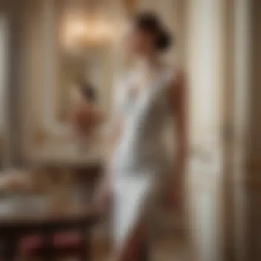 Versatility of Couture Midi Dress in Elegant Setting Stylish couture midi dress captured in an elegant setting, emphasizing its versatility.