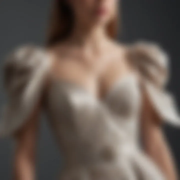 Close-up of sustainable fabric choices for couture midi dresses, reflecting eco-friendly practices.