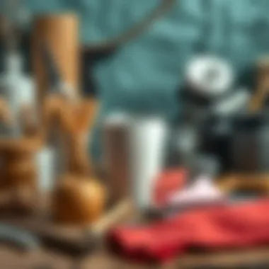 Materials for Customization Diverse materials and tools arranged for customizing tumbler cups