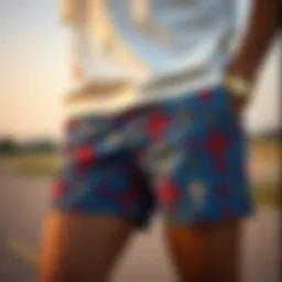 Vibrant designs on cross print shorts