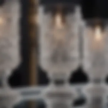 Close-up of intricate design details of a crystal candle holder