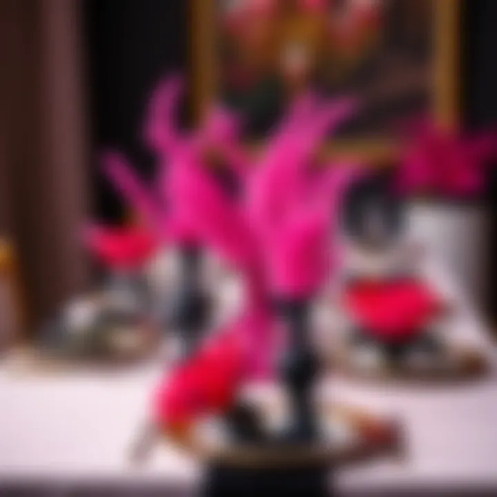 Elegant table setting with hot pink and black decorations