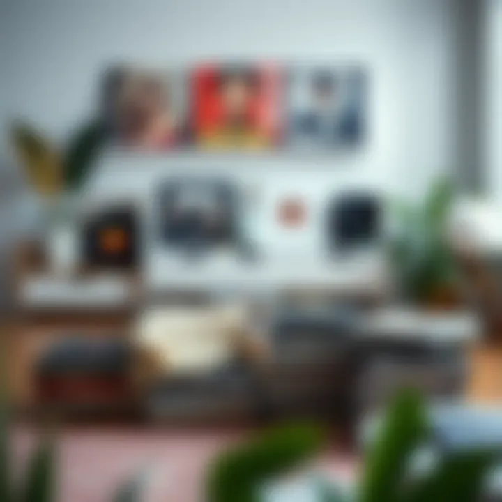 Cozy living space with vinyl records integrated into interior design.