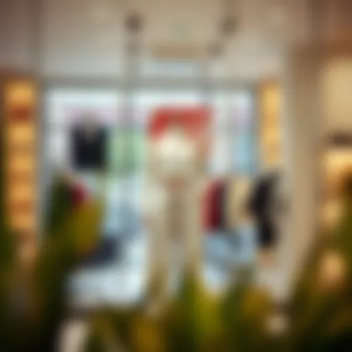 A stylish cut-out pants and top set showcased on a mannequin in a modern boutique