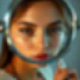 Close-up of a distortion-free mirror reflecting accurate facial details