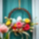 Beautifully crafted Easter wreath showcasing vibrant flowers and pastel colors
