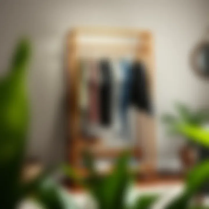 Eco-friendly clothes rack made from sustainable materials with shoe storage