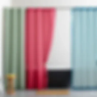 A selection of eco-friendly grid shower curtains displayed in various colors