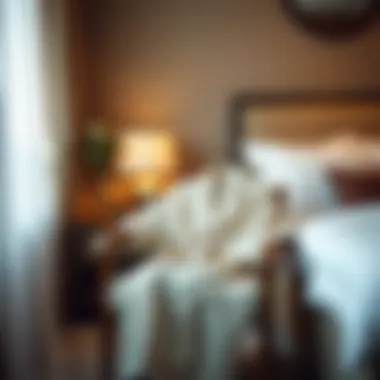 A serene bedroom scene featuring a modal robe on a chair