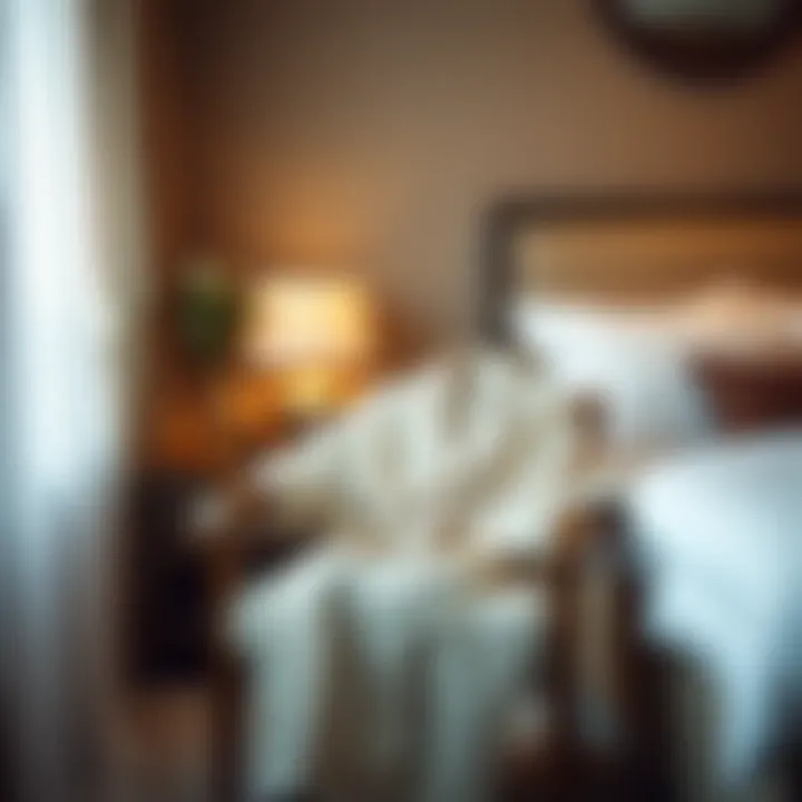 A serene bedroom scene featuring a modal robe on a chair