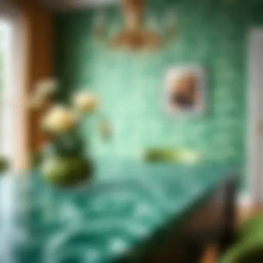 Luxurious emerald green contact paper applied on a furniture surface