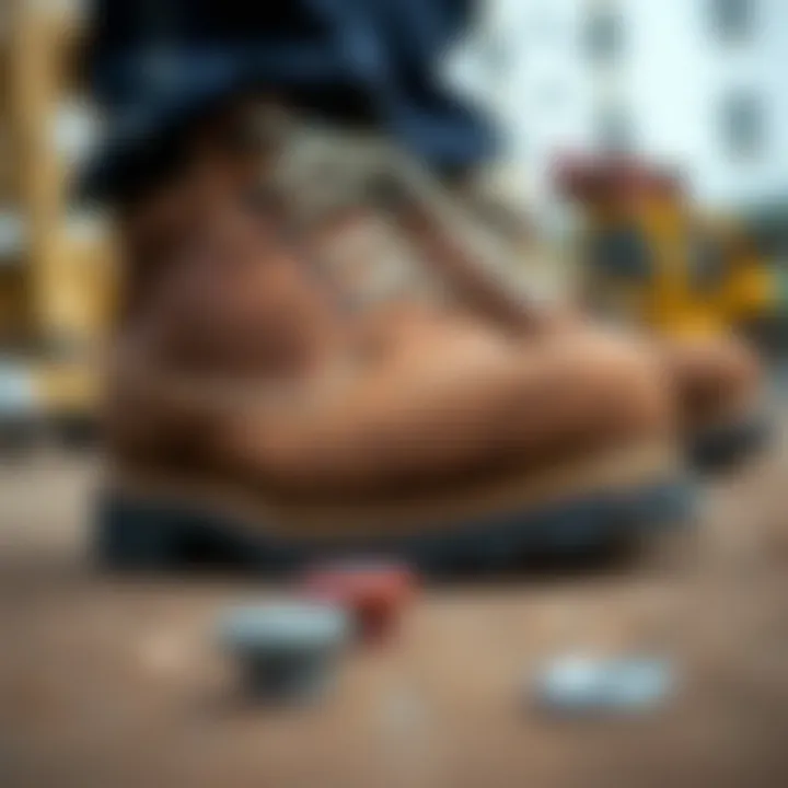 Close-up view of durable worksite boot materials