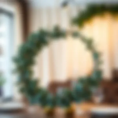 Charming eucalyptus wreath used as a decorative piece at a gathering.